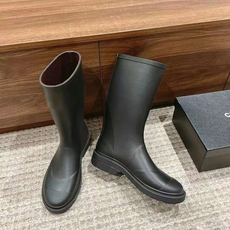長靴レディース 上品シンプル 防水ロングブーツ