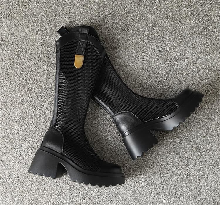 長靴レディース 厚底ロング丈長靴 柔らかソール レディース春夏ブーツ