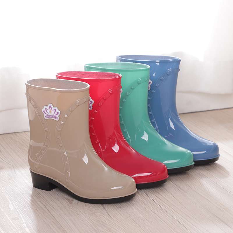 長靴レディース 雨の日も華やか 女性用ショートブーツ