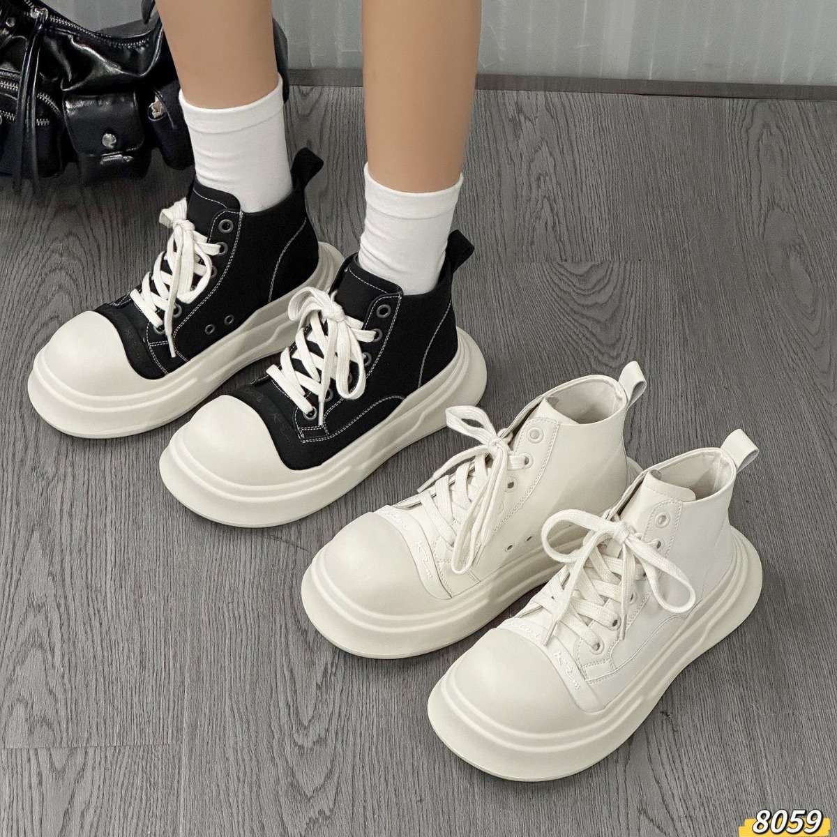 長靴レディース 長靴 モダンチャンキーハイカットスニーカー