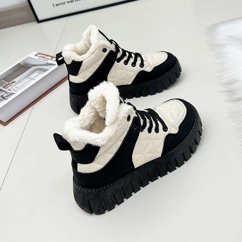 長靴レディース もこもこ冬用フラットスニーカー