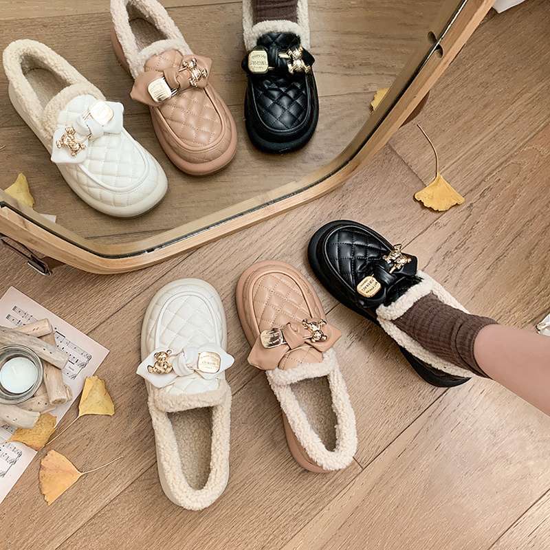 長靴レディース キルティングボアモカシン 冬用スリッポン