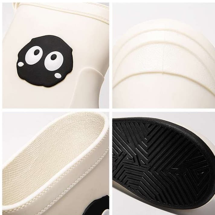 長靴レディース キュートな目玉柄付き防寒長靴