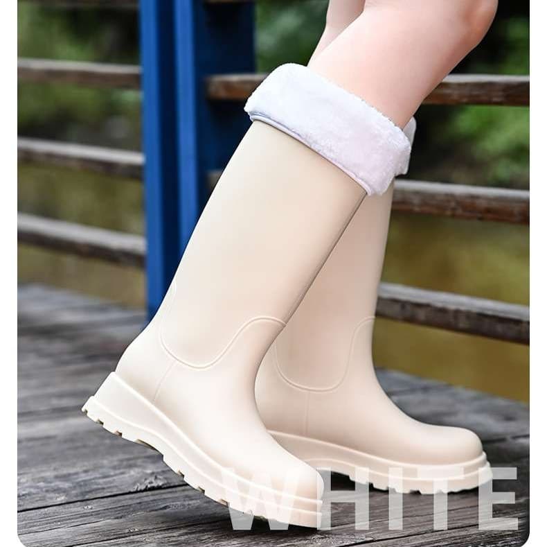 長靴レディース 長靴 モコモコ折り返しレインブーツ