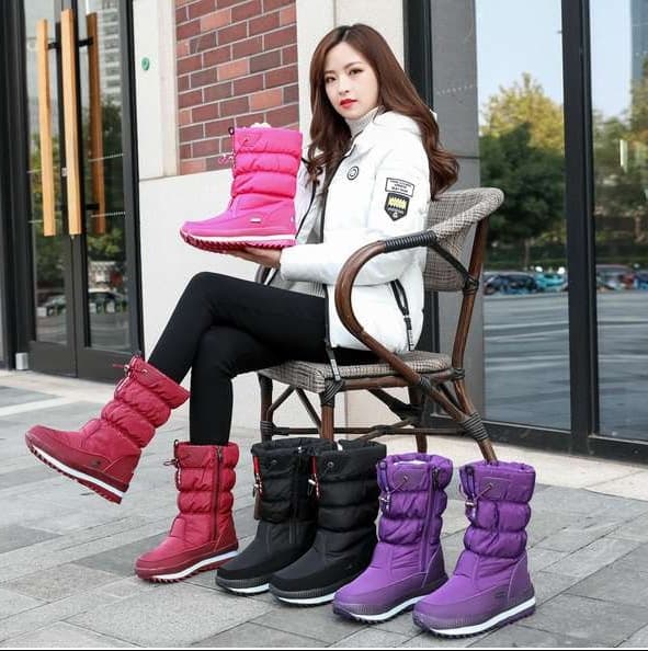 長靴レディース 防寒ムートン風スノーブーツ