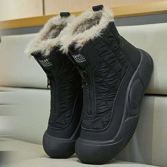 長靴レディース 保温ファー付き防寒ブーツ