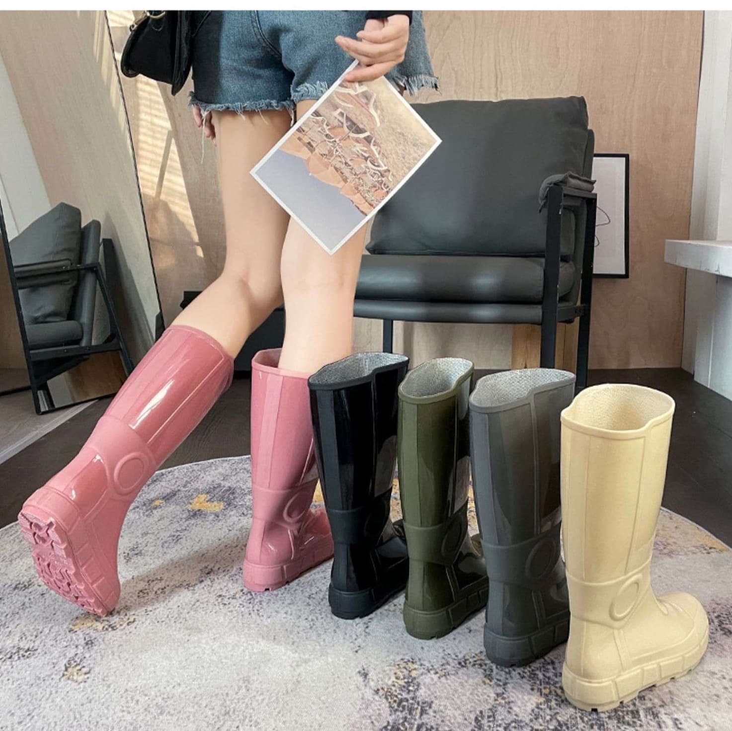 長靴レディース モダン機能性レインブーツ