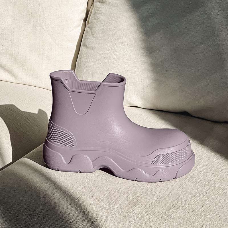 長靴レディース チャンキーソールスリップオン長靴