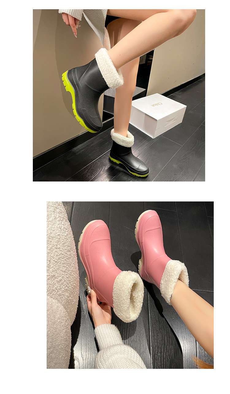 長靴レディース 快適ボア付き防水ショートブーツ