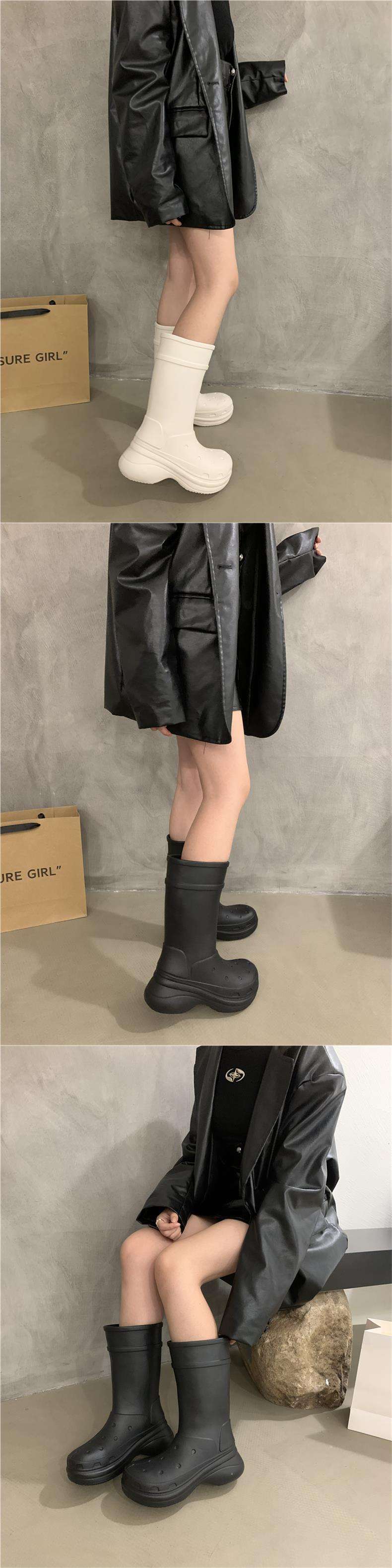 長靴レディース スタイリッシュ防水ブーツ