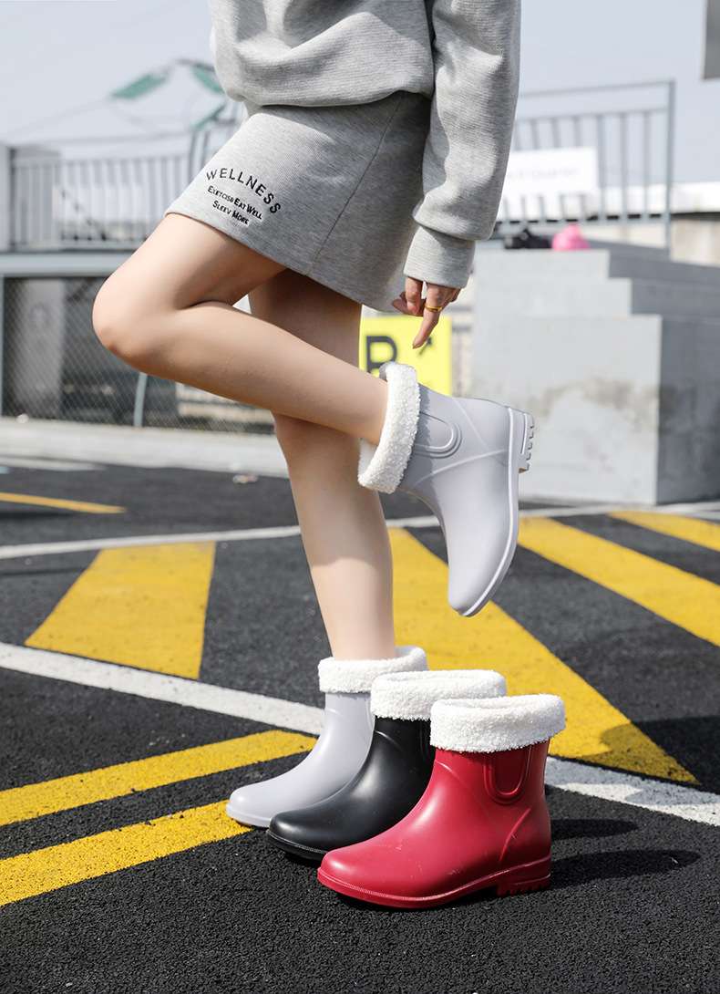 長靴レディース 長靴 スタイリッシュ防水ショートブーツ