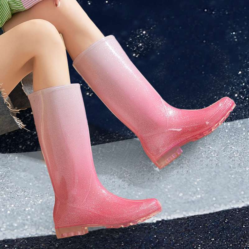 長靴レディース キラキラ輝くグラデーション雨靴