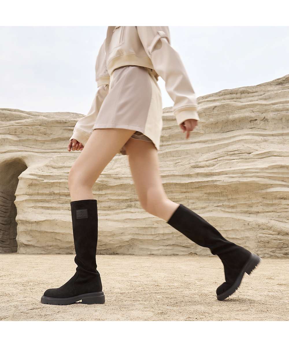 長靴レディース 伸縮性抜群のロングブーツ