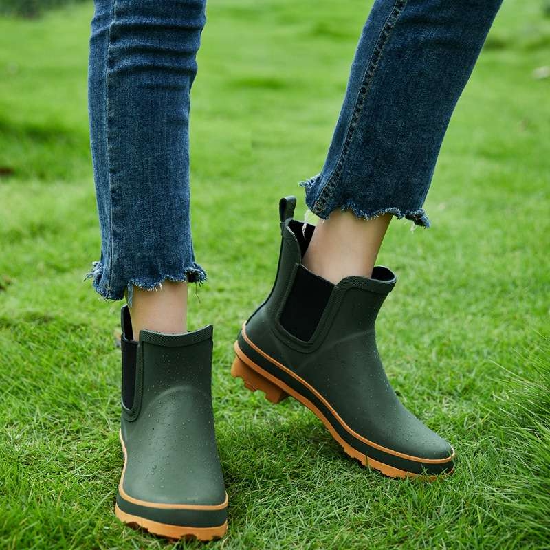 長靴レディース 花柄アンクル丈レインブーツ