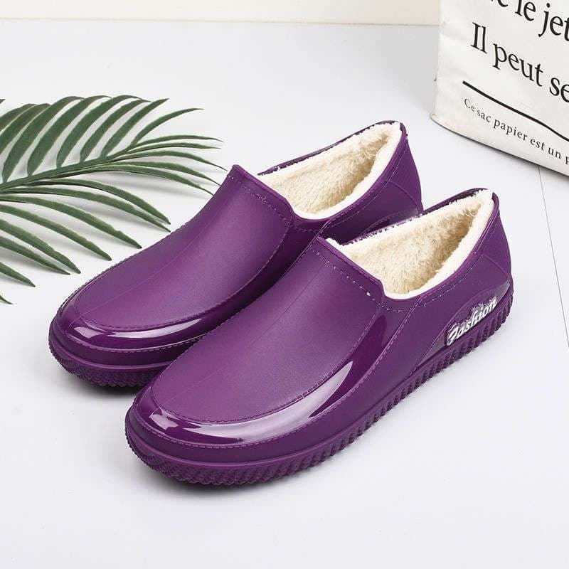 長靴レディース 雨の日も快適 ふわもこ防水シューズ