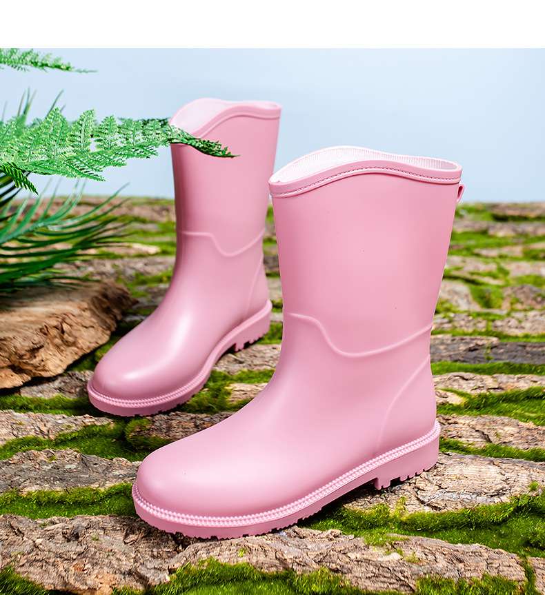 長靴レディース シンプル都会派 防水ミドルブーツ