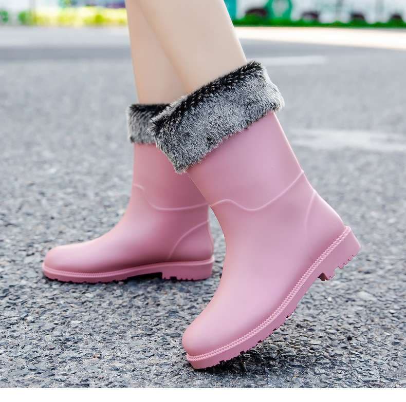 長靴レディース シンプル都会派 防水ミドルブーツ