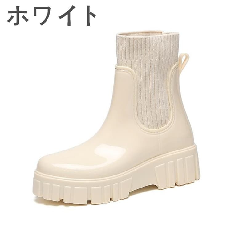 長靴レディースニット切り替え履きやすいレインブーツ
