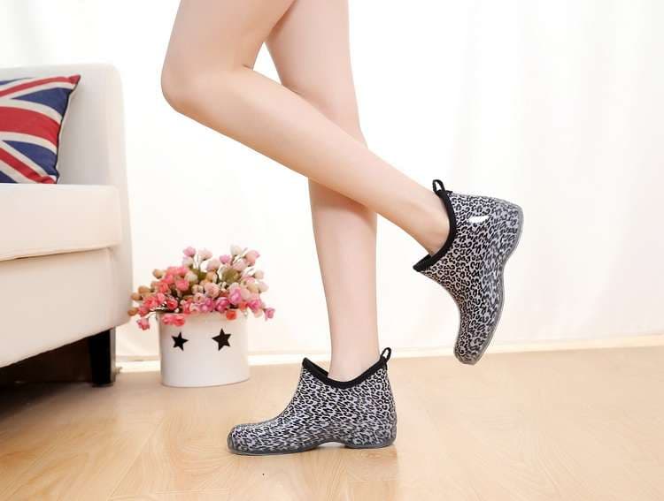 長靴レディース 長靴 花柄アンクルレインブーツ