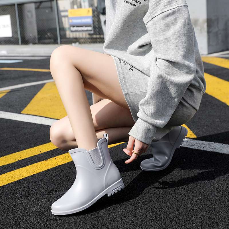 長靴レディース 長靴 スタイリッシュ防水ショートブーツ