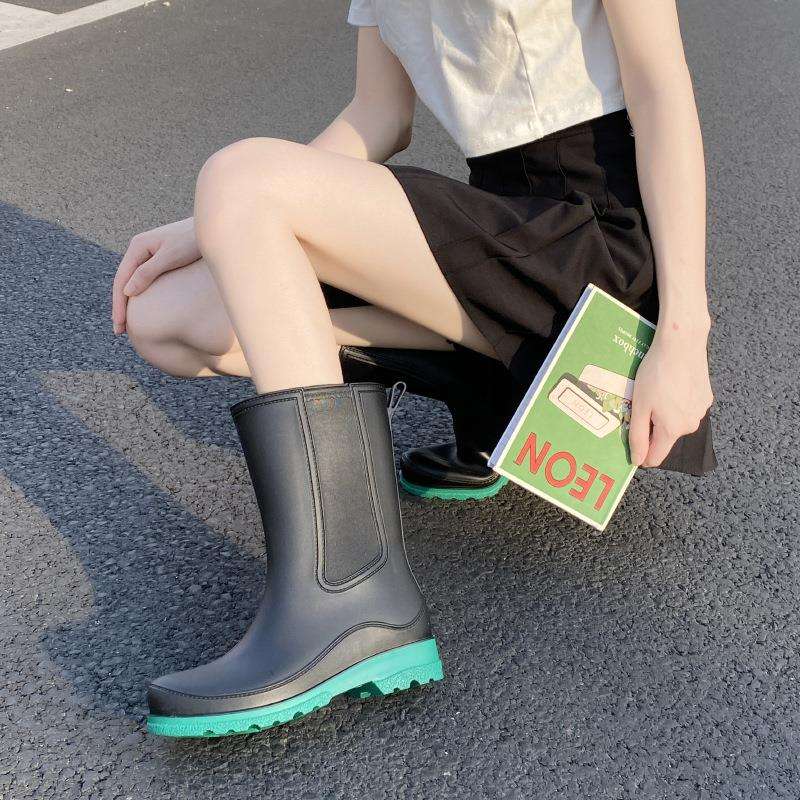 長靴レディース 長靴 都会的なバイカラーレインブーツ