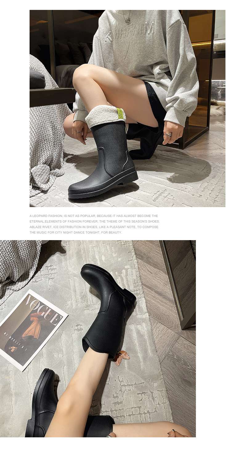 長靴レディース もこもこボアトップ防水ブーツ