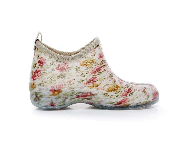 長靴レディース 長靴 花柄アンクルレインブーツ