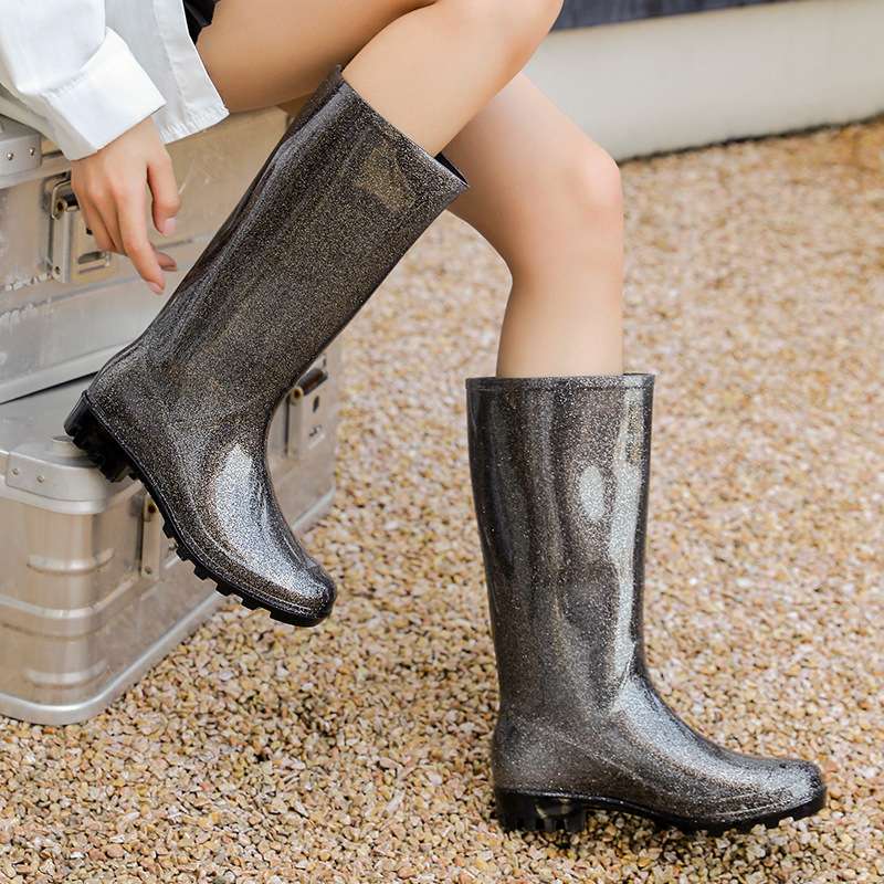 長靴レディース 長靴 キラキラ輝くラバーブーツ