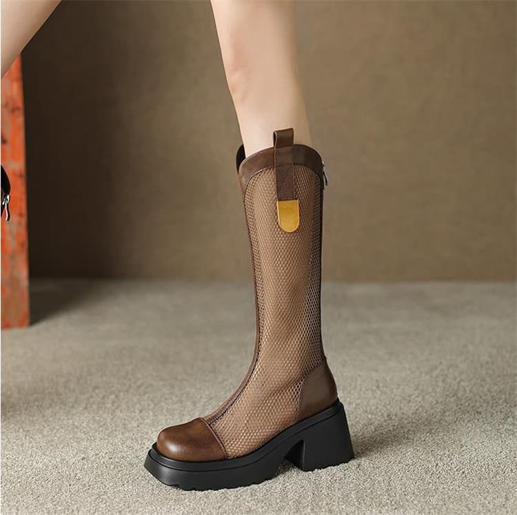 長靴レディース 厚底ロング丈長靴 柔らかソール レディース春夏ブーツ