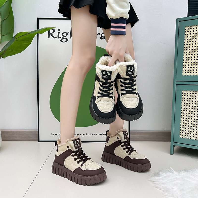長靴レディース もこもこ冬用フラットスニーカー