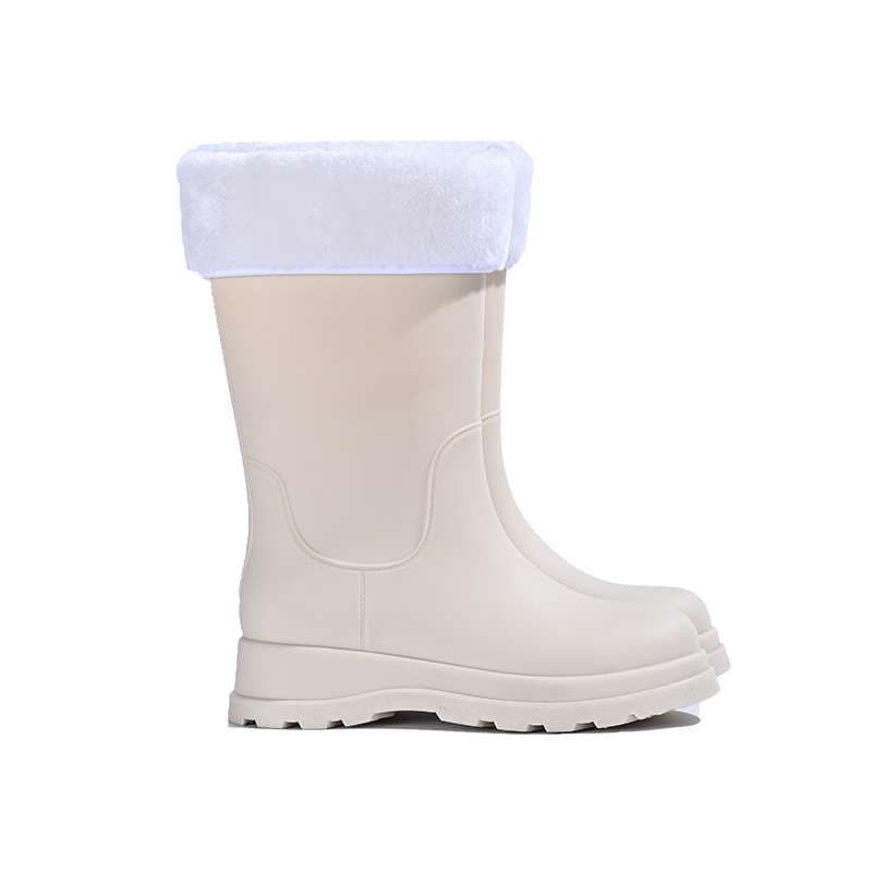 長靴レディース 長靴 モコモコ折り返しレインブーツ