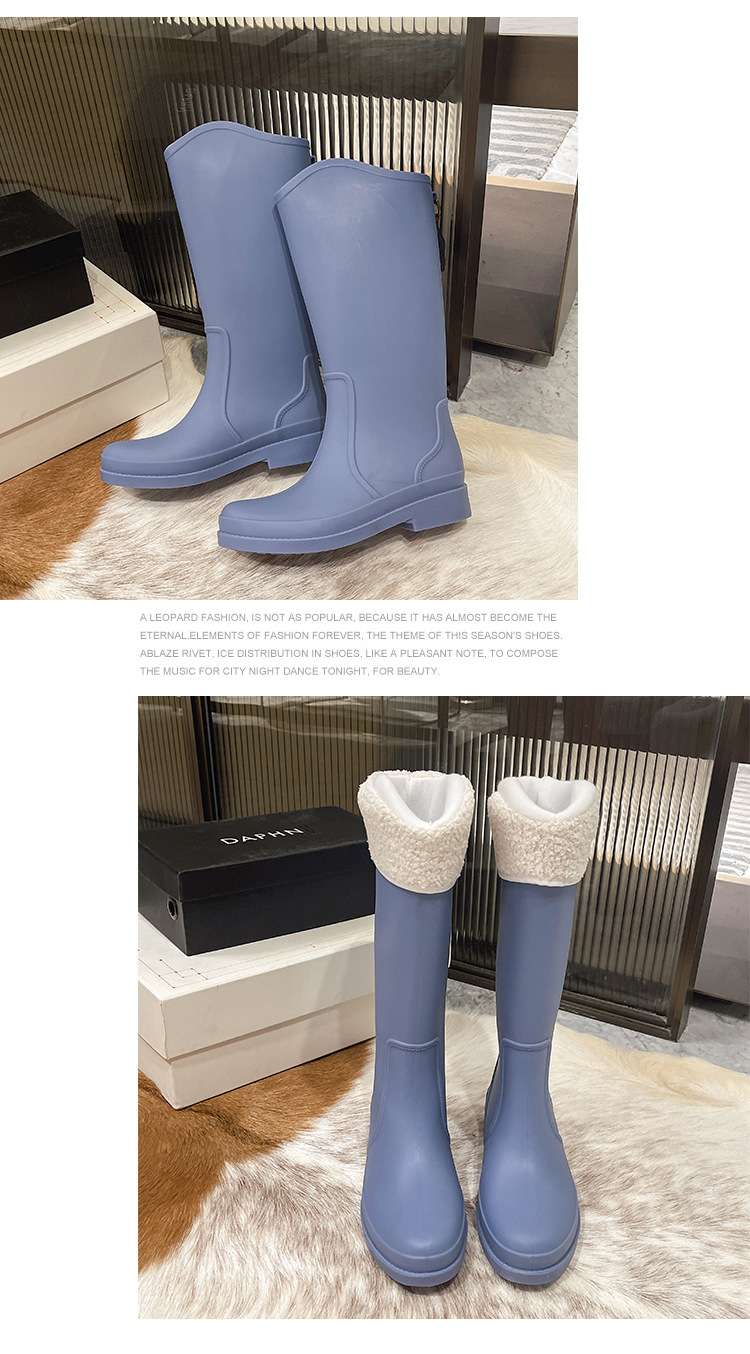 長靴レディース もこもこボアトップ防水ブーツ