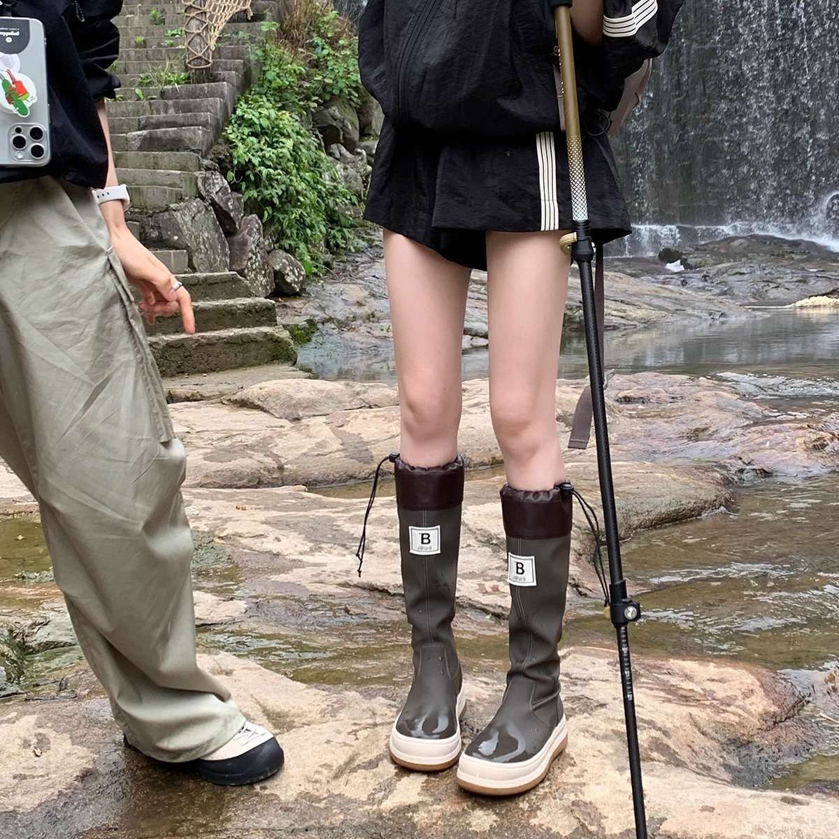 長靴レディース カジュアル防水長靴 ファッション性抜群