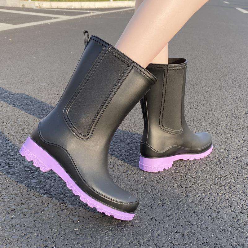 長靴レディース 長靴 都会的なバイカラーレインブーツ