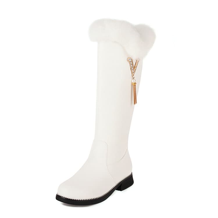 長靴レディース ファー付きぽかぽか防寒長靴