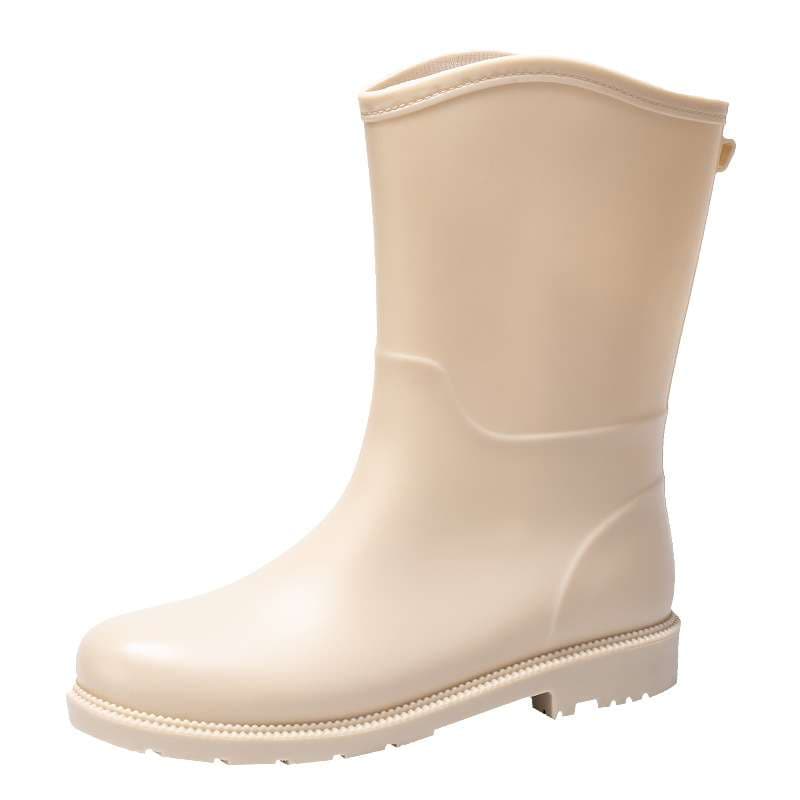 長靴レディース シンプル都会派 防水ミドルブーツ