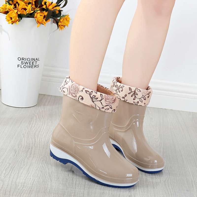長靴レディース 雨の日も快適 花柄デザイン長靴
