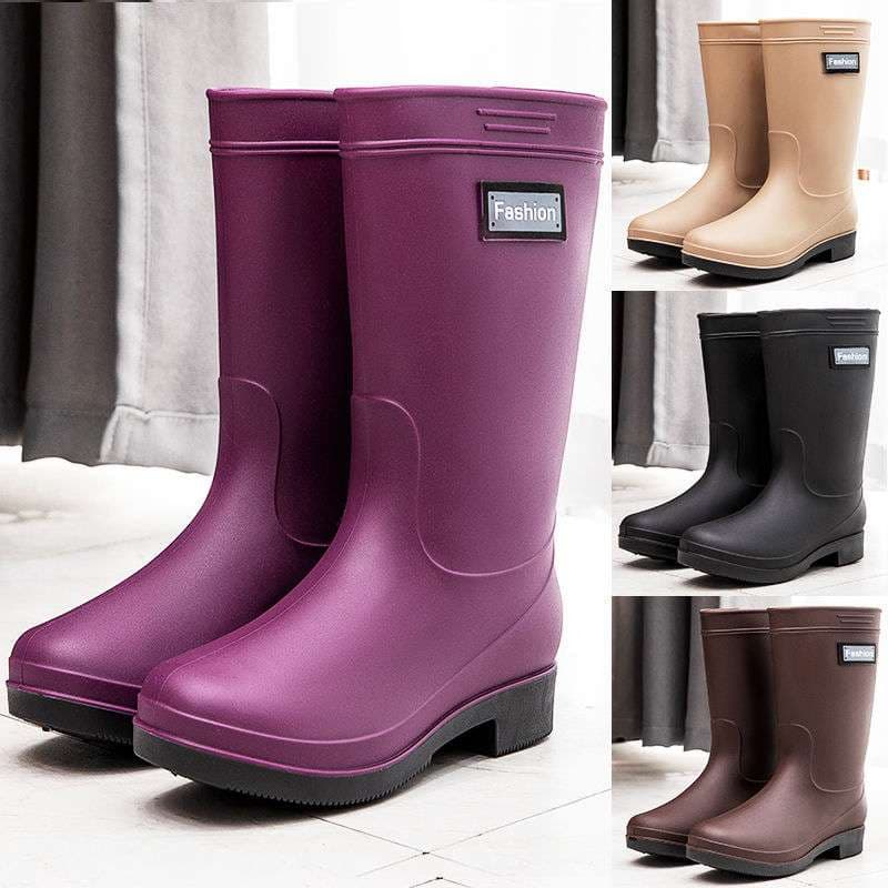 長靴レディース 長靴 花柄ファー付きレインブーツ