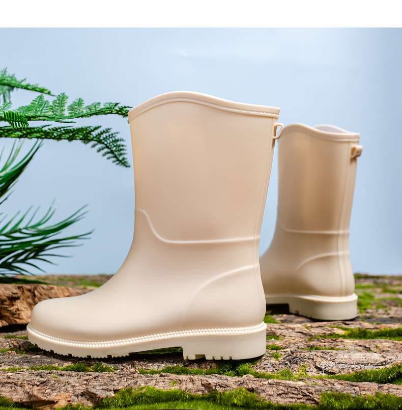 長靴レディース シンプル都会派 防水ミドルブーツ