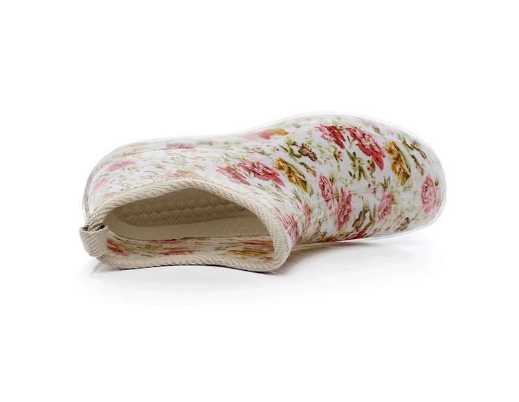 長靴レディース 長靴 花柄アンクルレインブーツ