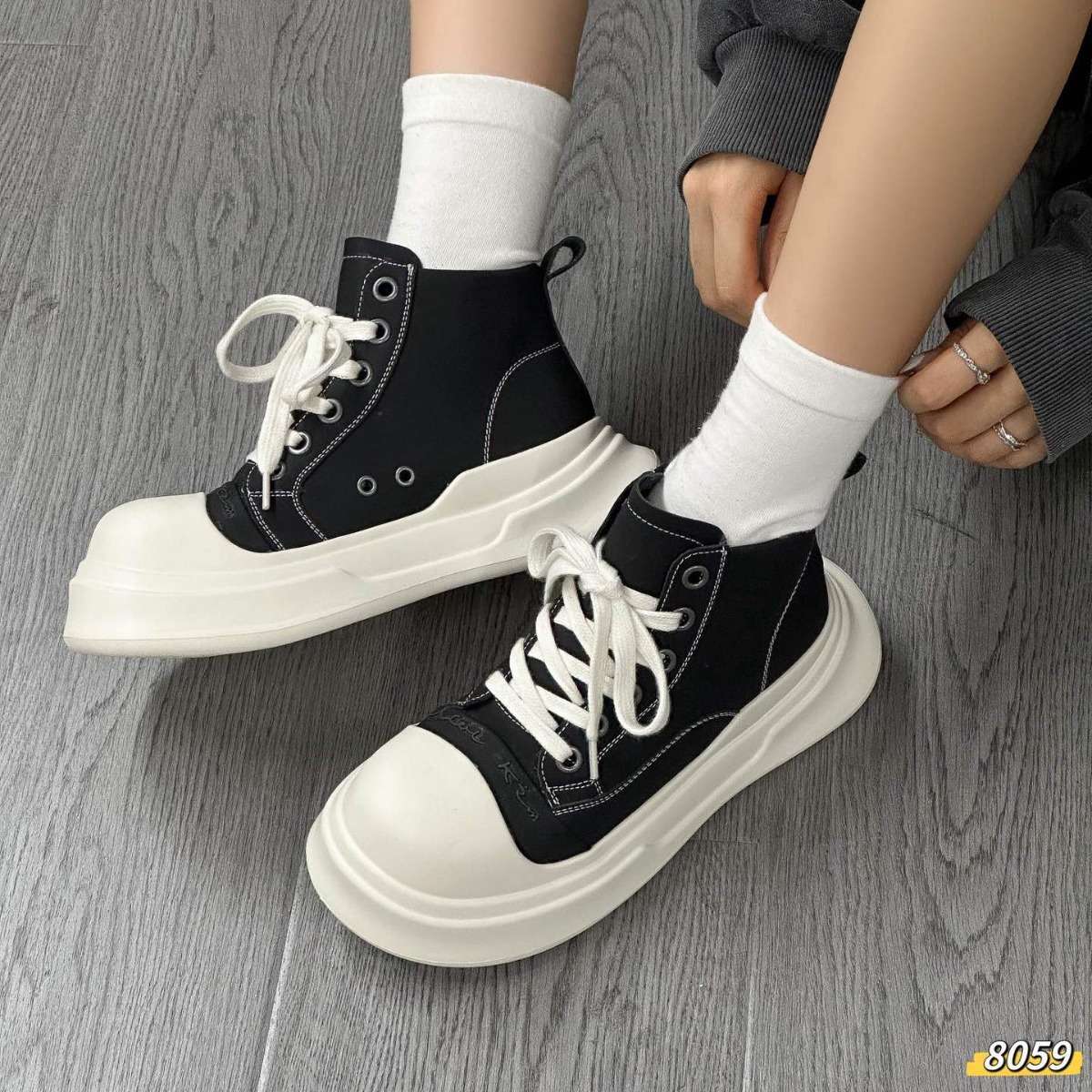 長靴レディース 長靴 モダンチャンキーハイカットスニーカー