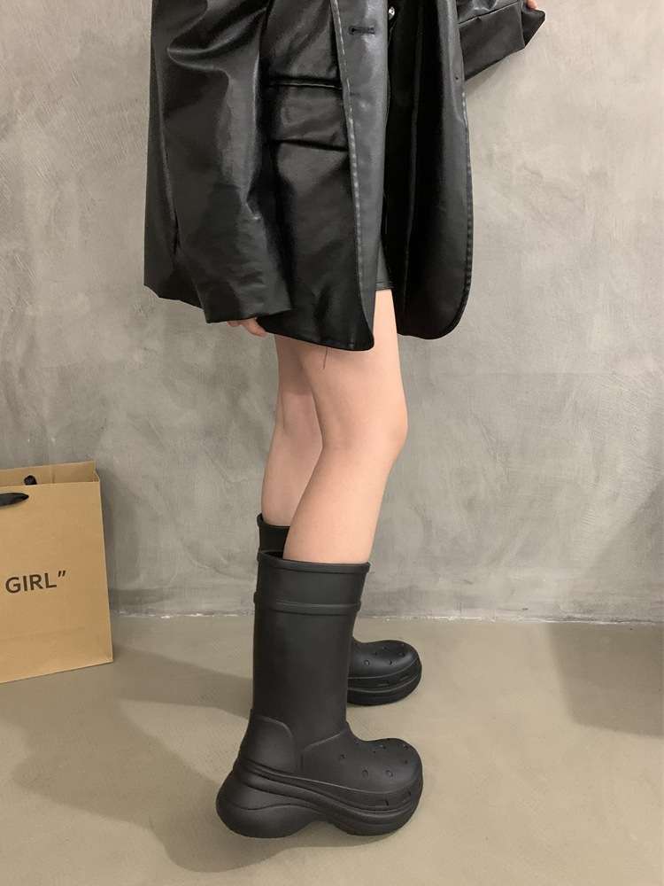 長靴レディース スタイリッシュ防水ブーツ