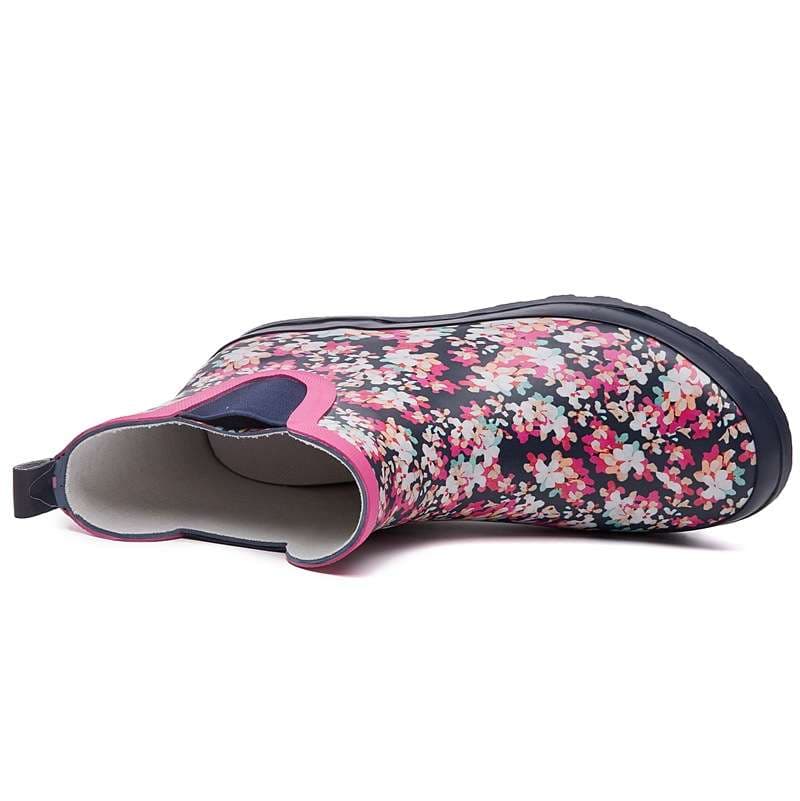 長靴レディース 花柄アンクル丈レインブーツ