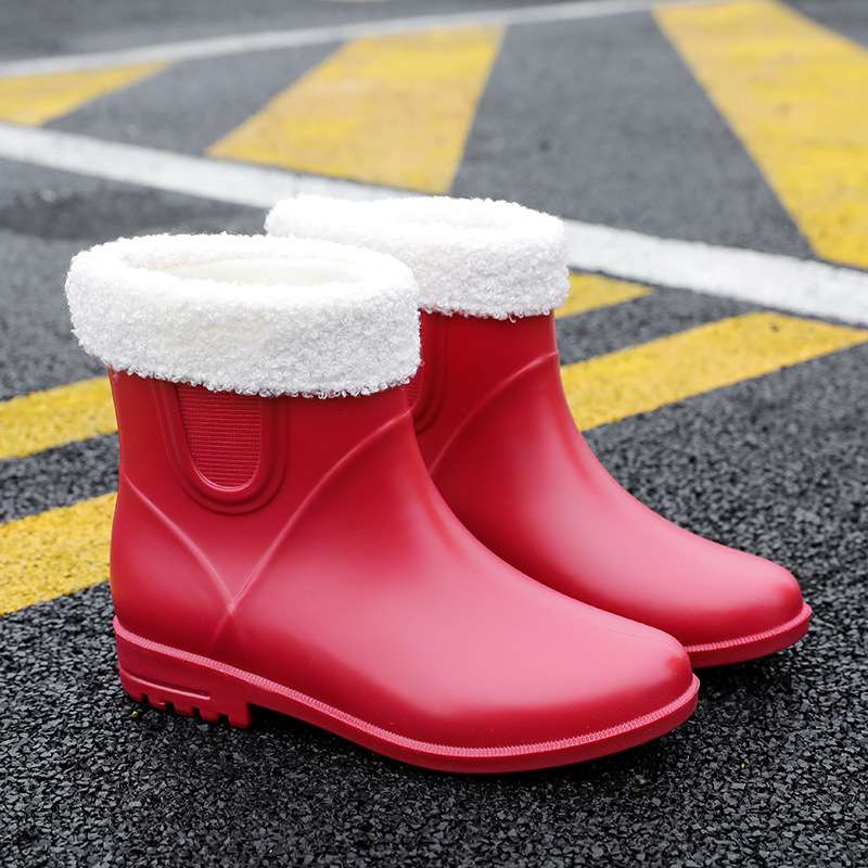 長靴レディース 長靴 スタイリッシュ防水ショートブーツ