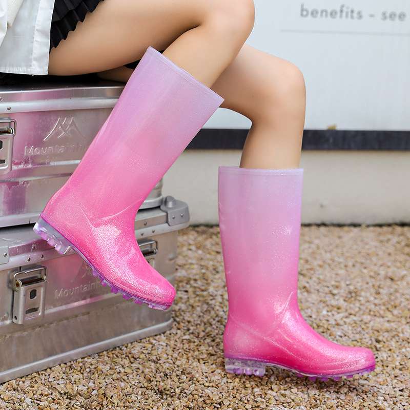 長靴レディース 長靴 キラキラ輝くラバーブーツ