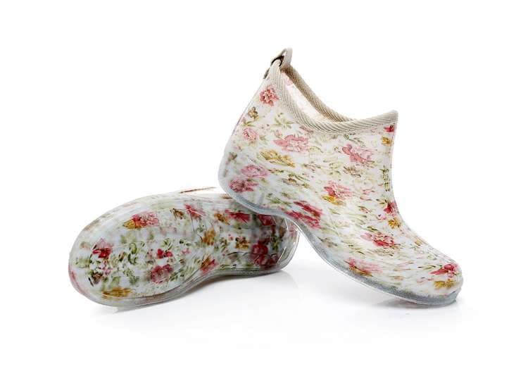 長靴レディース 長靴 花柄アンクルレインブーツ