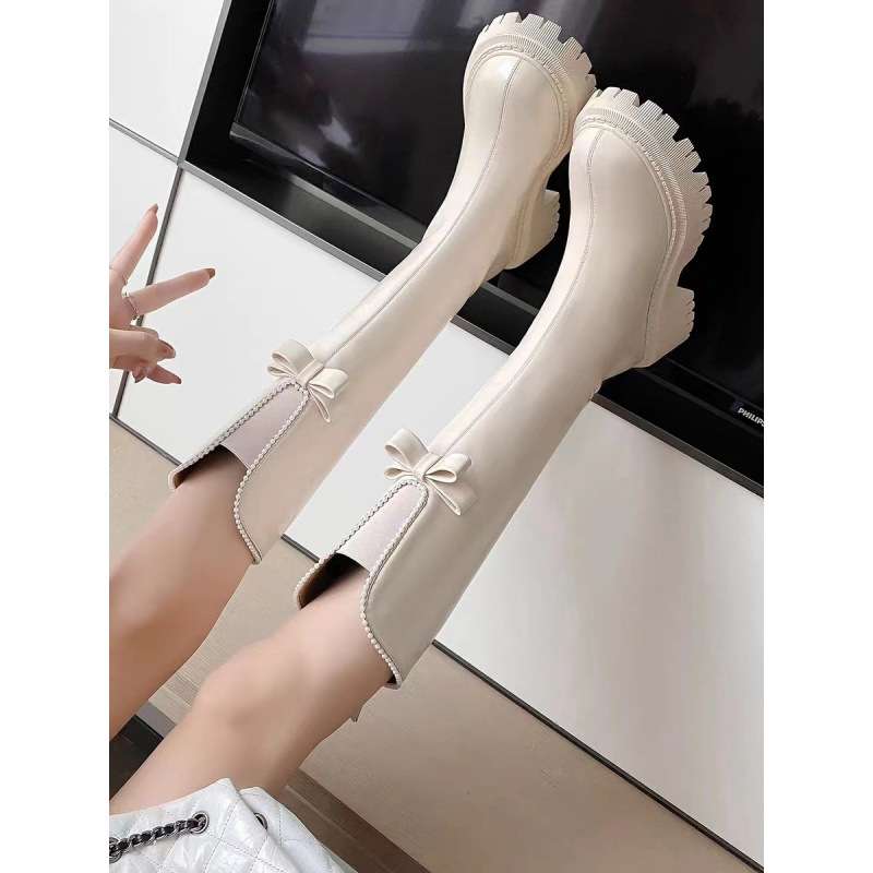 長靴レディース リボン付きエレガント長靴