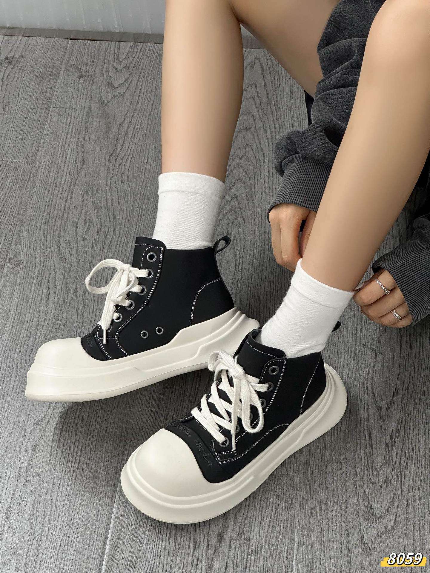 長靴レディース 長靴 モダンチャンキーハイカットスニーカー