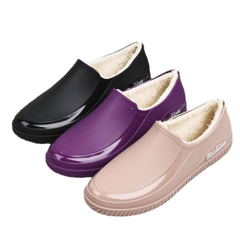 長靴レディース 雨の日も快適 ふわもこ防水シューズ