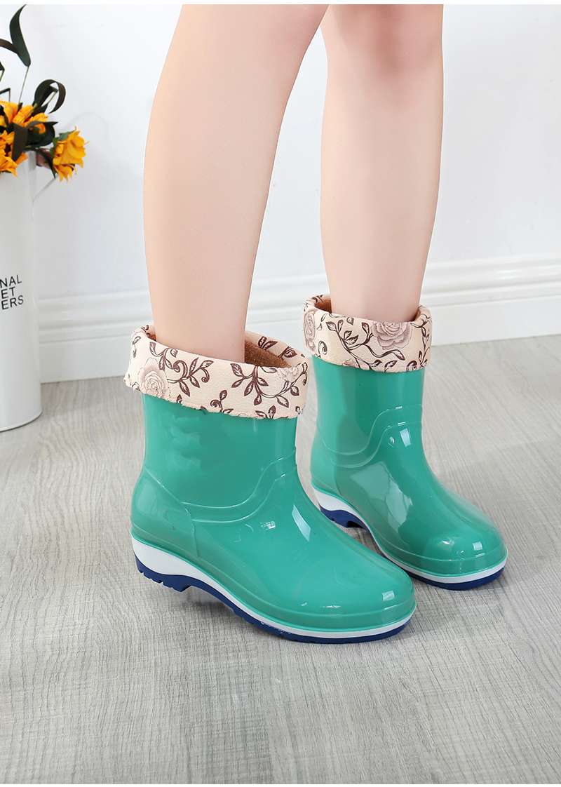 長靴レディース 雨の日も快適 花柄デザイン長靴